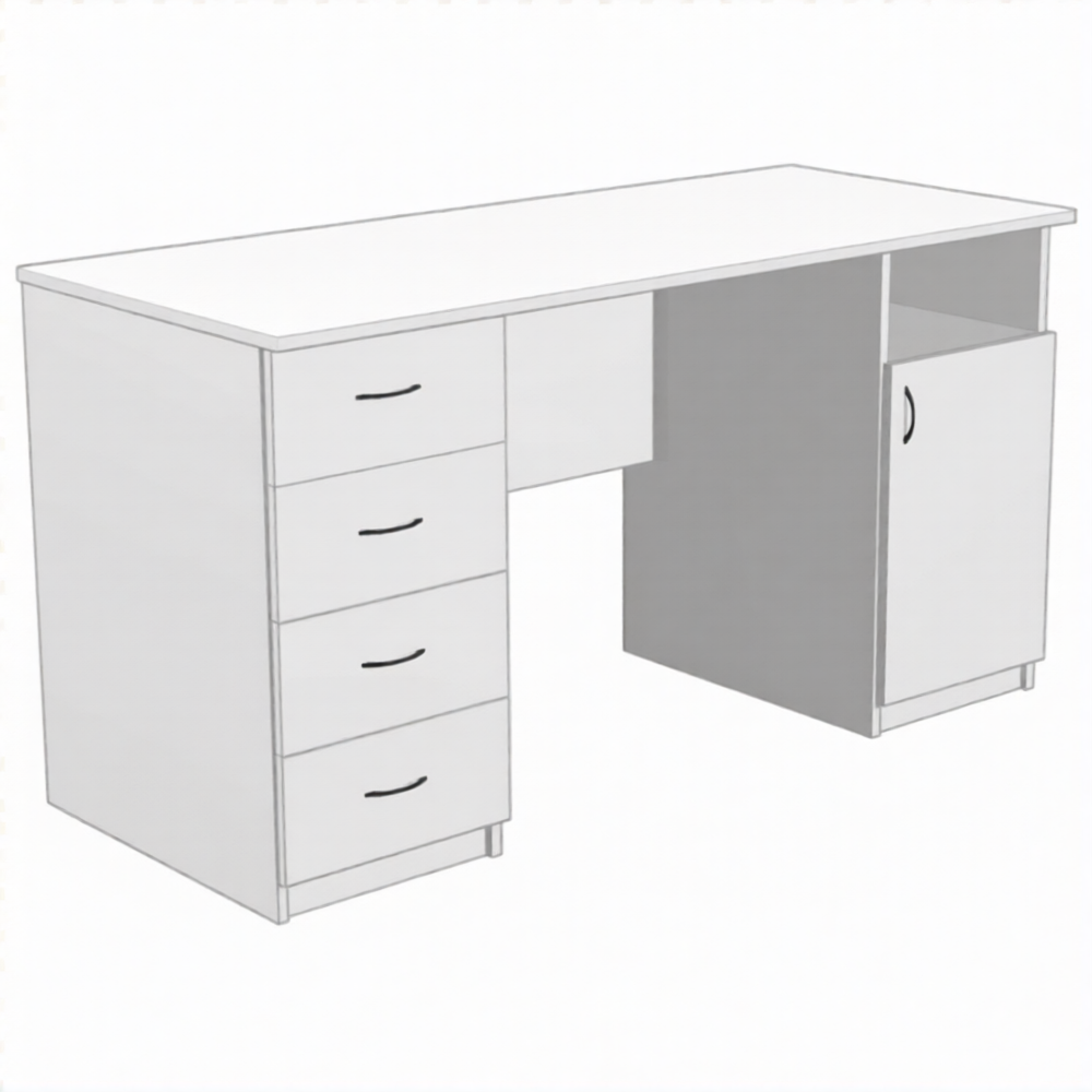 Стол рабочий с двумя тумбами СрТ-8 (ЛДСП белый)