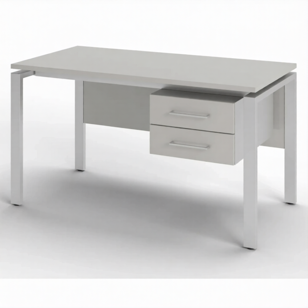 Стол рабочий 2 ящика СрТ-22 (тип 1) (1600х800х750) (столешница ЛДСП серый, каркас серый)