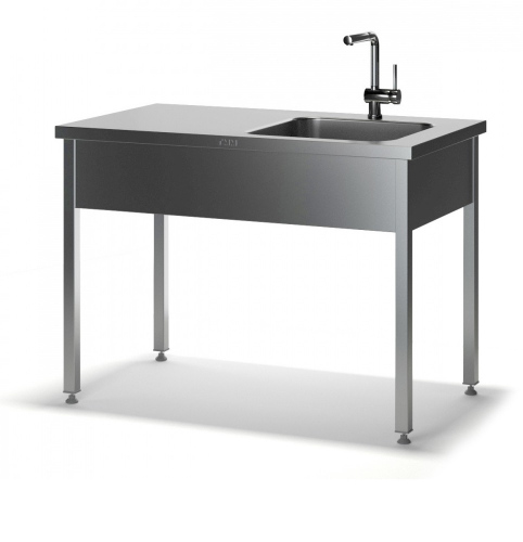 Моечная ванна со столом МС-П 1 (1500х600х870), мойка цельн. накладная 400х500х140 справа, отверстие под смеситель сбоку