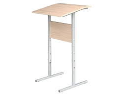 Стол-конторка для работы стоя 2-4 г/р для школьника, наклон 10° с полкой СТС2-С.Д (дуб "Молочный", м/к серый, квадратная труба)