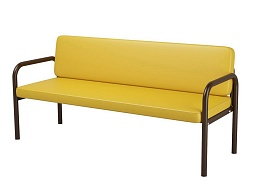 Диван 3-местный 1600х610х430/775 мм 880.3-Ж (обивка - винилискожа желтый, м/к черный, круглая труба)