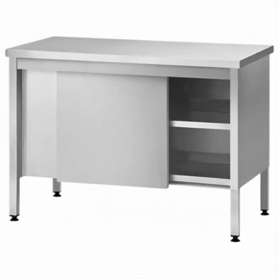 Стол производственный закрытый СПЗп 860х1100х600 «Profi Ral», двери-купе, полка сплошная