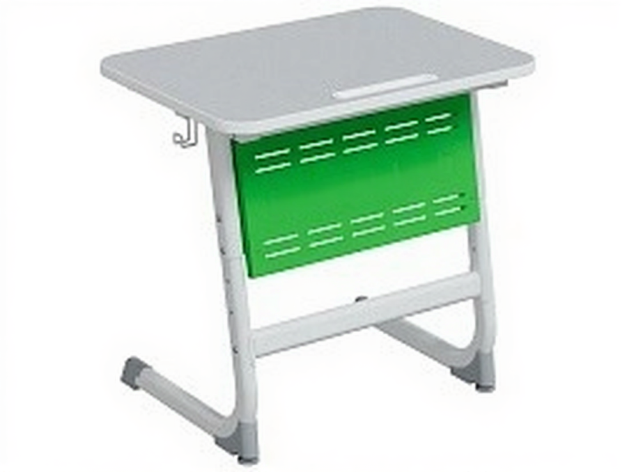 Стол 1-местный школьный 5-7 г/р "Логика" с наклоном столешницы 0-15° и перфорированным экраном (серый/зеленый, м/к белый)