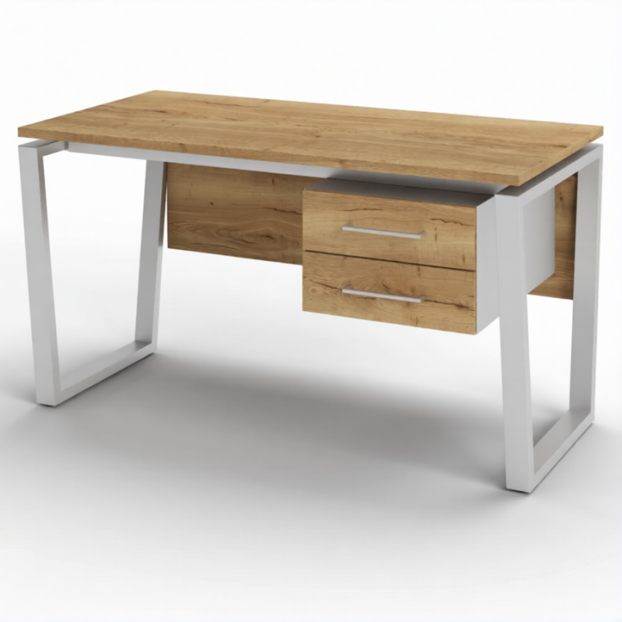 Стол рабочий 2 ящика СрТ-22 (тип 3) (1600х800х750) (столешница ЛДСП дуб вотан, каркас серый)