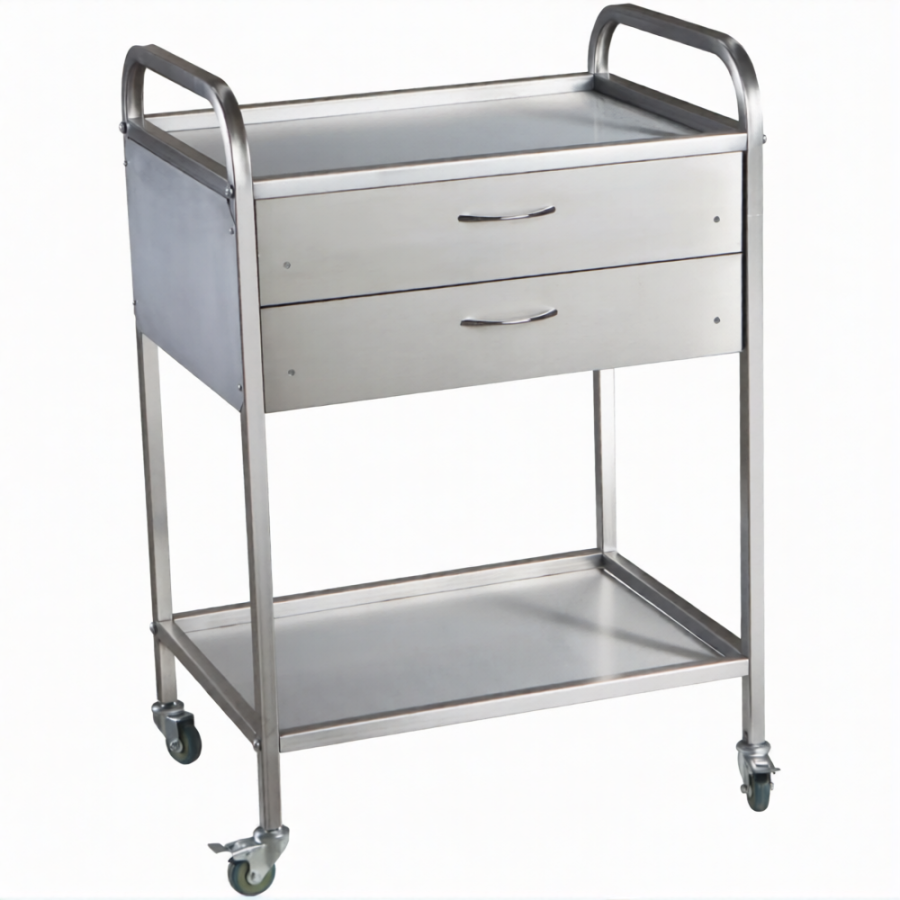 Стол медицинский инструментальный СМИ-02-02 (полки металл, колёса пластик)