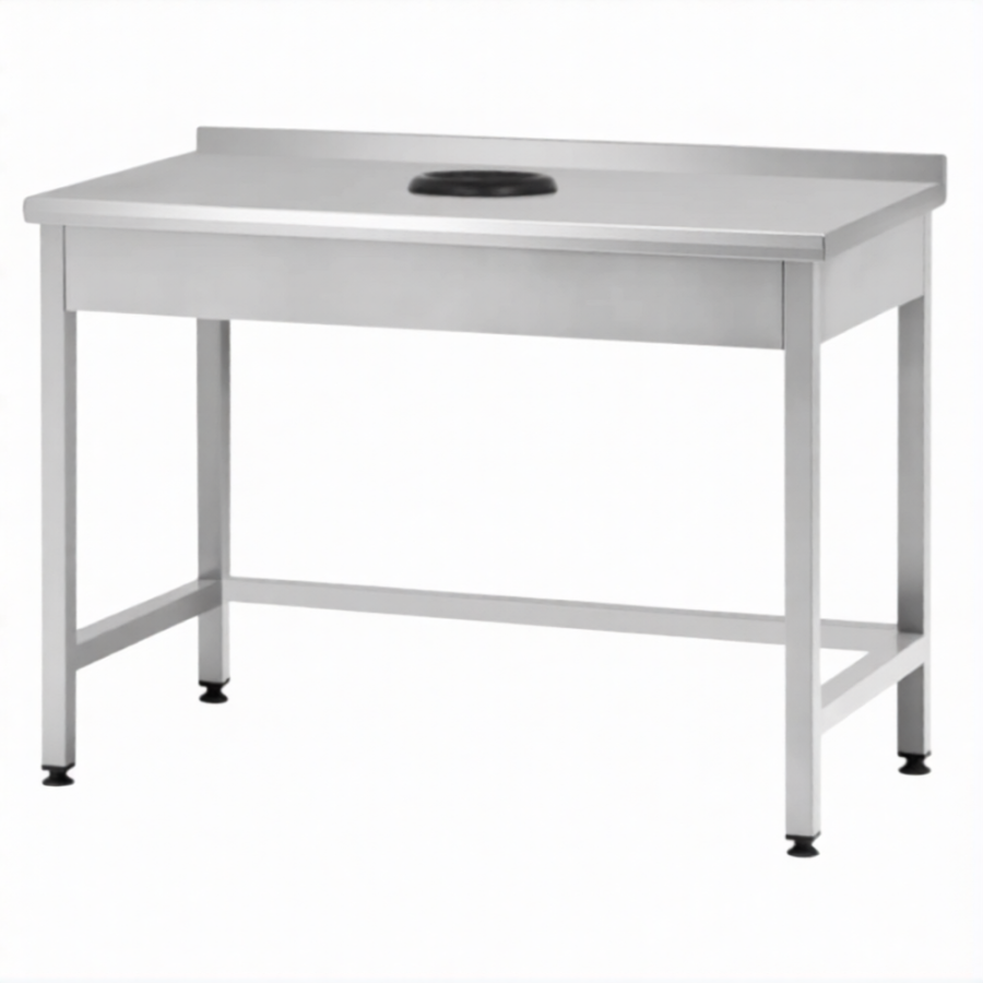 Стол производственный СПРп - 860х1000х800 «Profi Inox», сбор отходов, борт (полка-обвязка)