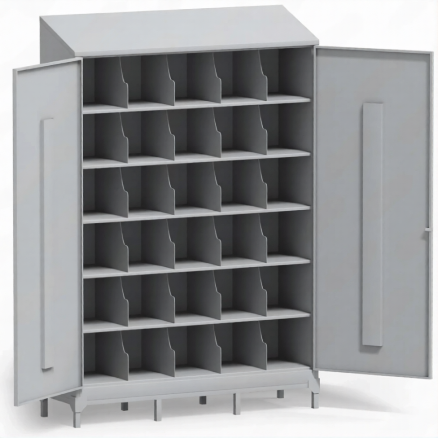 Шкаф для 30 противогазов ХПГ-30-1270 с дверьми, на ножках (1880х1270х380)