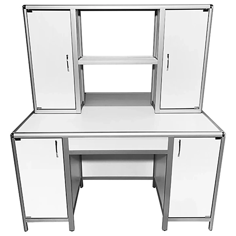 Стол лабораторный островной MED 11.003al с надстройкой (белый)